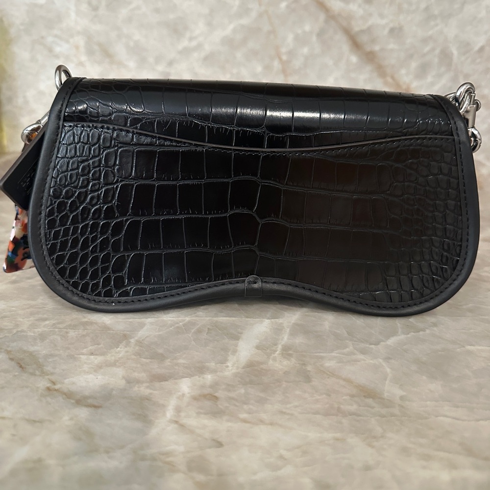 Coachtopia Wavy Dinky Bag in Black Croc-Embossed Leather NWOT - Picture 3 of 9